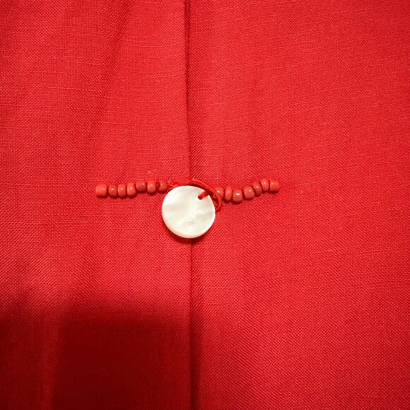 Jennifer Women Coral Red Sequin Embroidered Linen Blend Sleeveless Top Size 16 - Picture 11 of 16